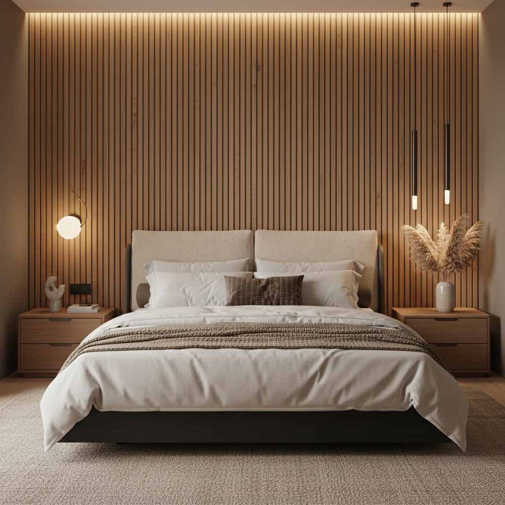 Beige & Brown Master Bed