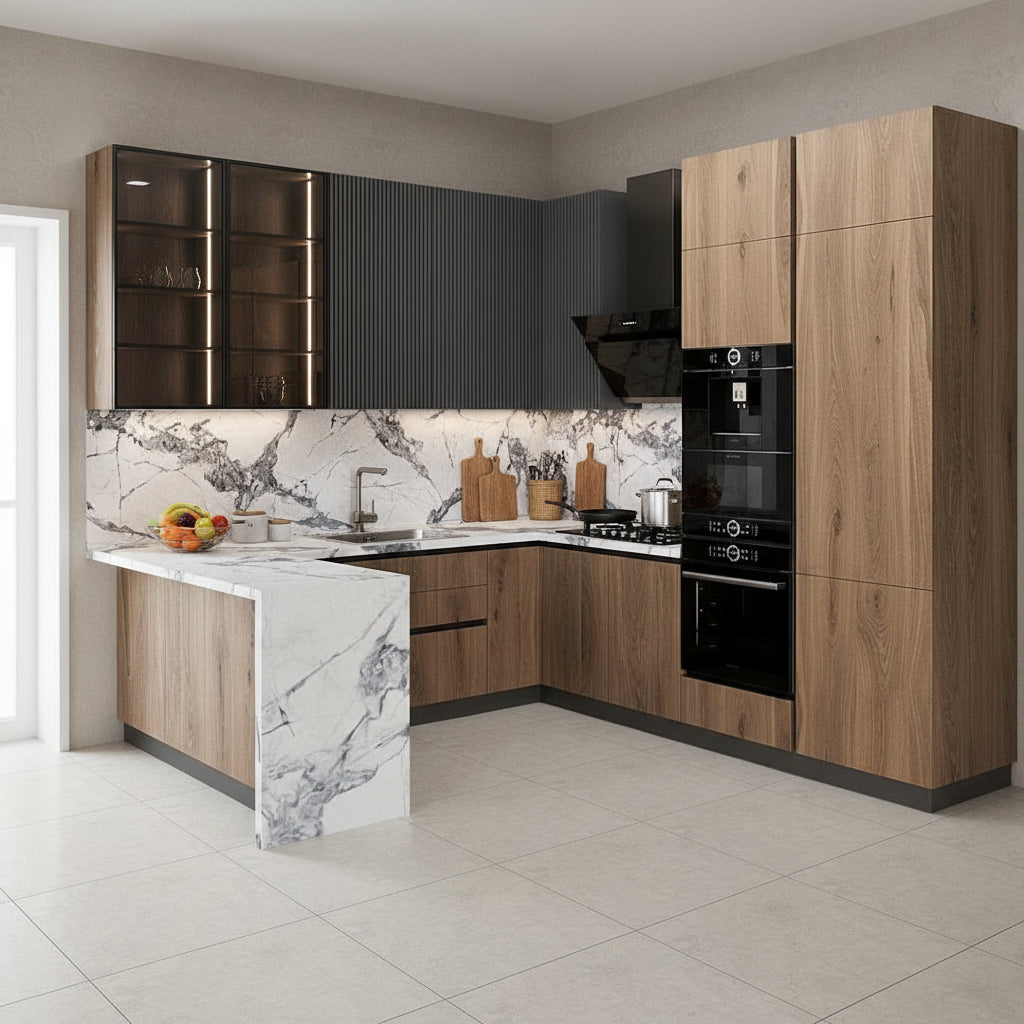 Wood & Graphite Polylac Modern Kitchen