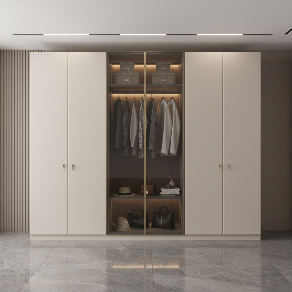 Glossy Off-White LED Dressing Unit