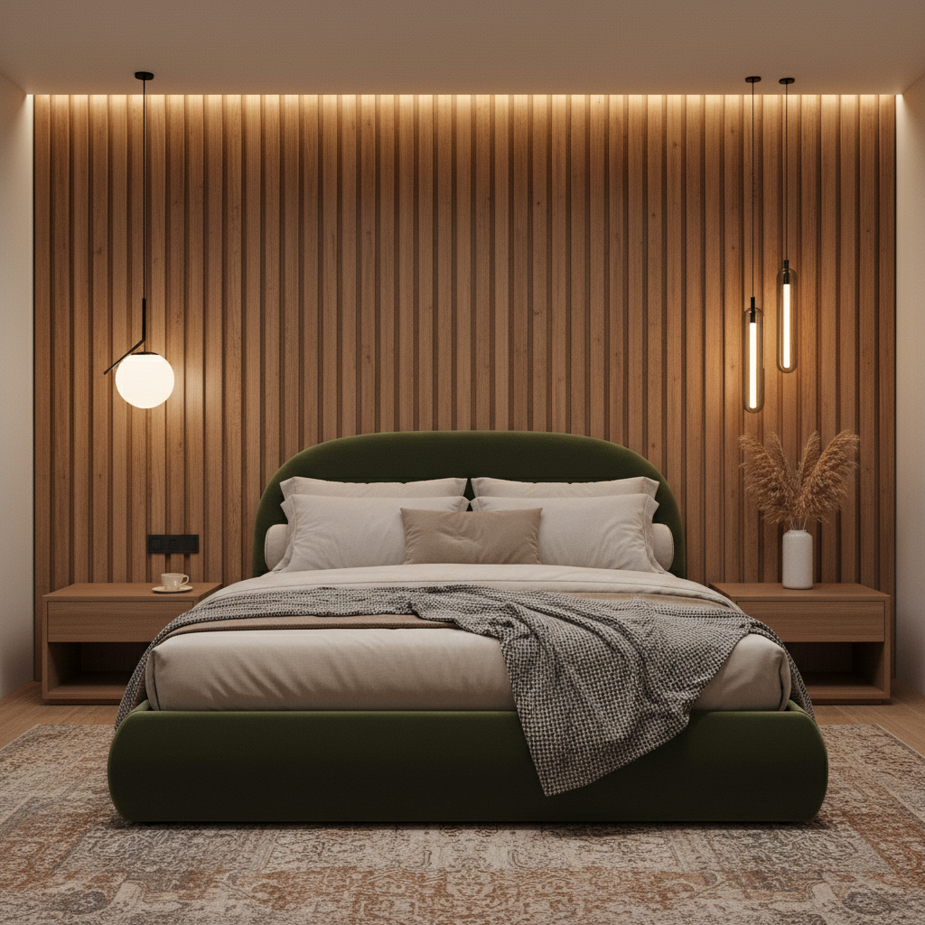 Olive Wooden Master Bed
