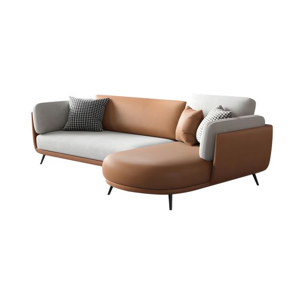 White & Orange L-Shape Lounge Sofa