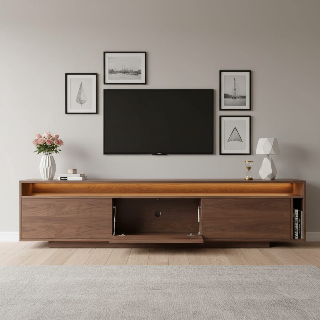Dark Wood Flip TV Unit