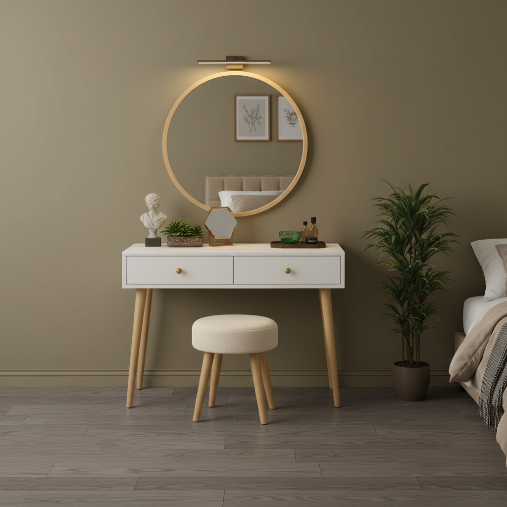 Celeste Dresser with Circular Mirror