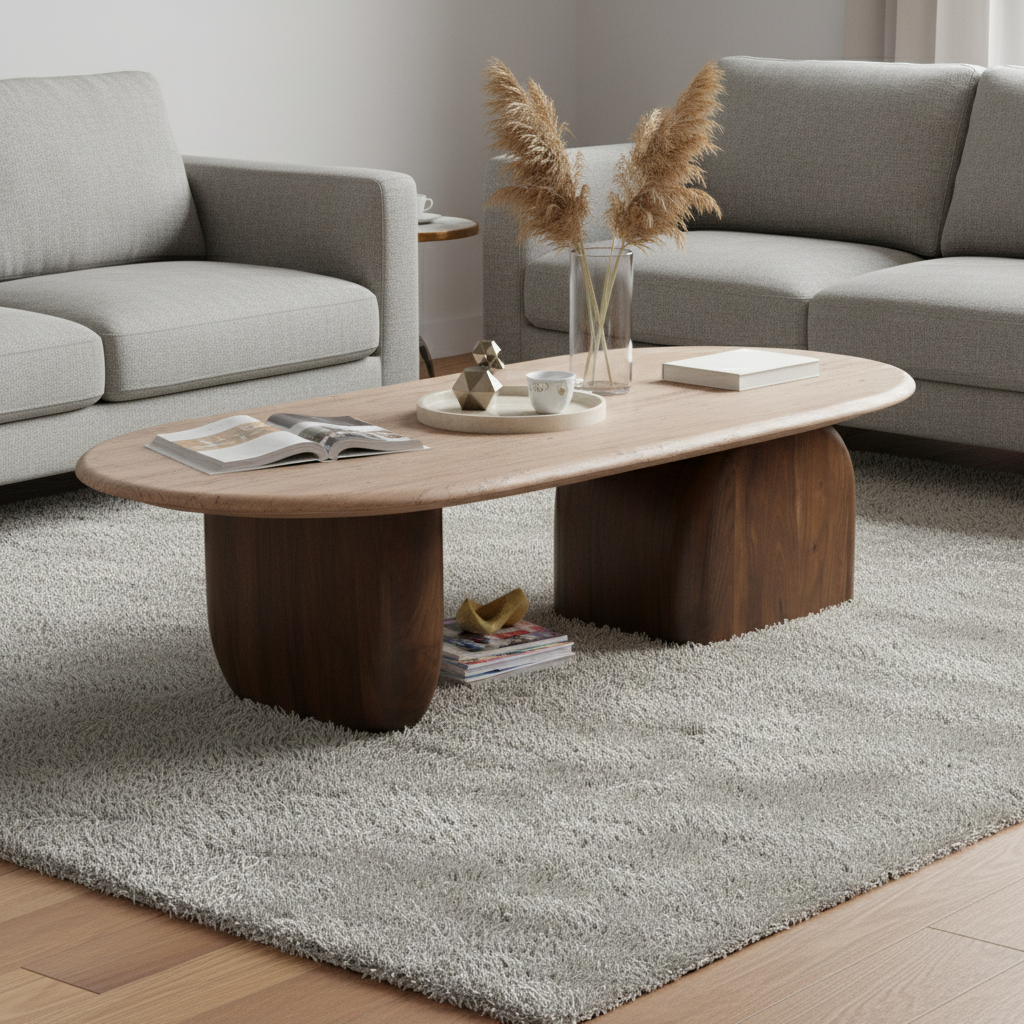 Walnut Wood Round Coffee Table