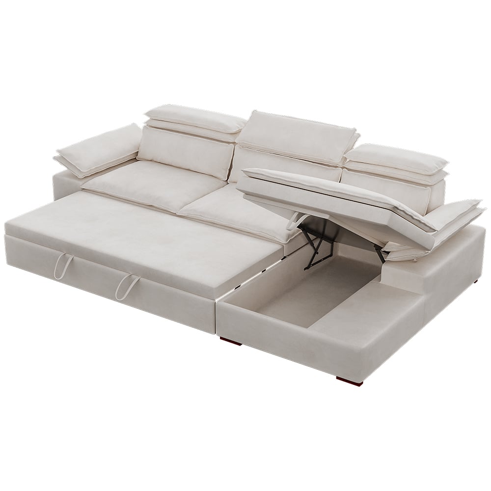 L-Shape Convertible Sofa Bed with Storage