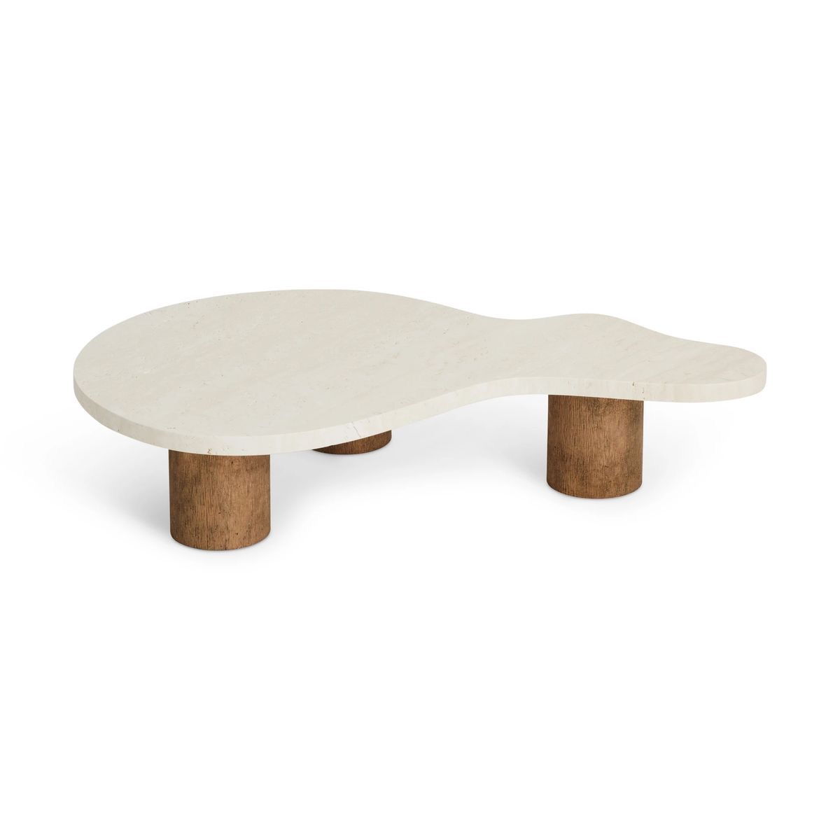 Off-White & Wood Semi-Circular Coffee Table