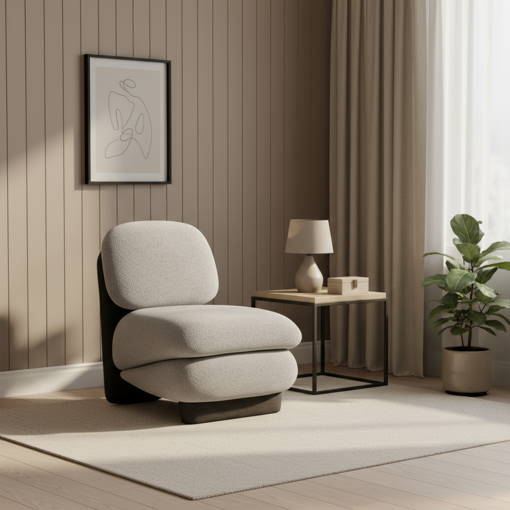 Greyish Wood Cozy Living Chair