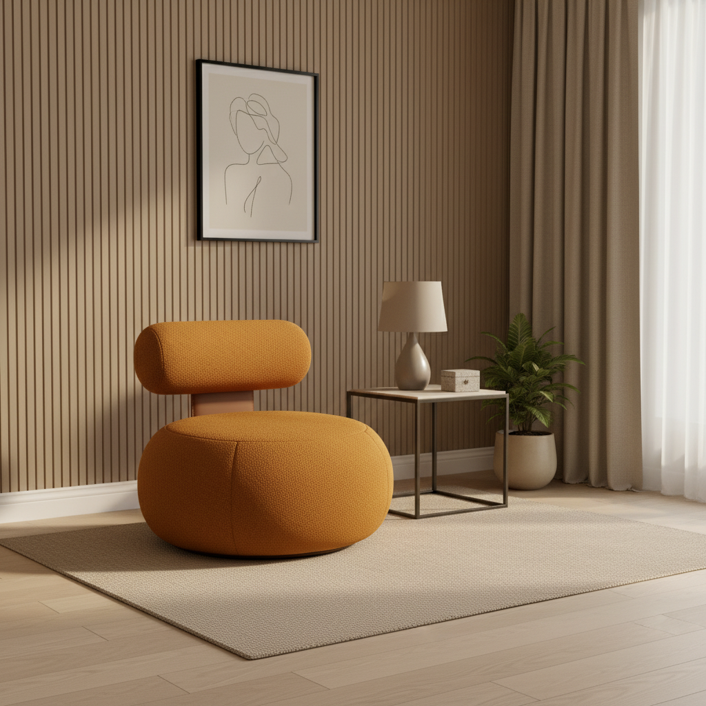 Orange Wood Cozy Living Chair