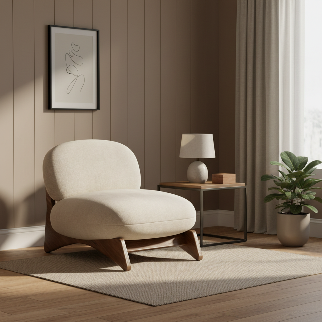 Wood-Base Living Chair