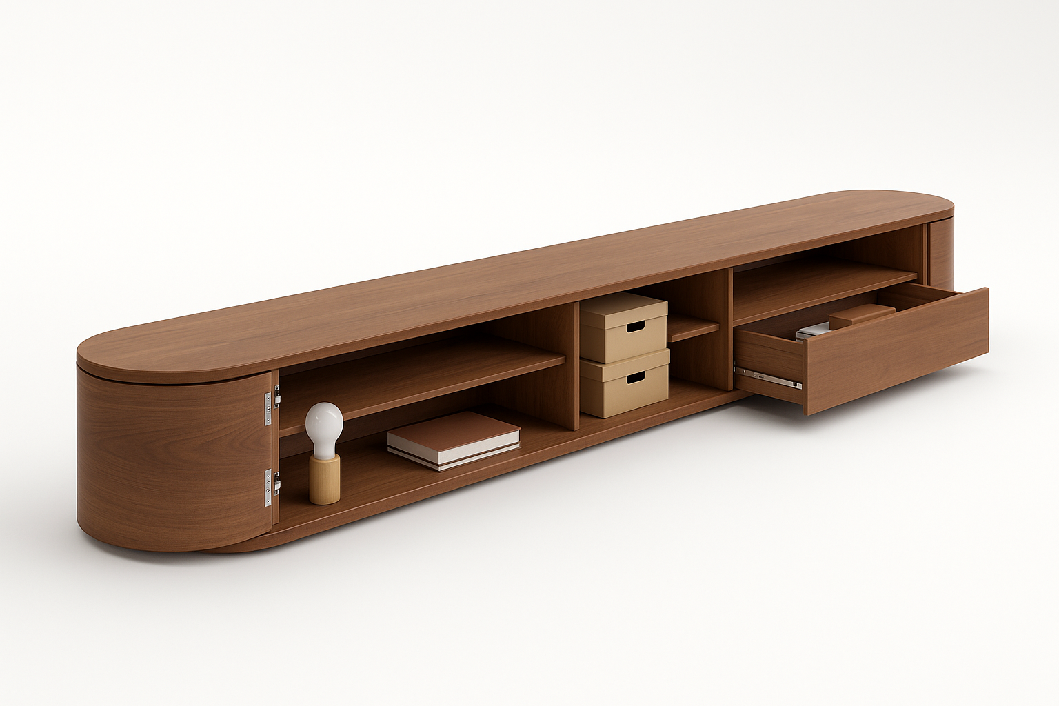 Short Dark Wood TV Unit