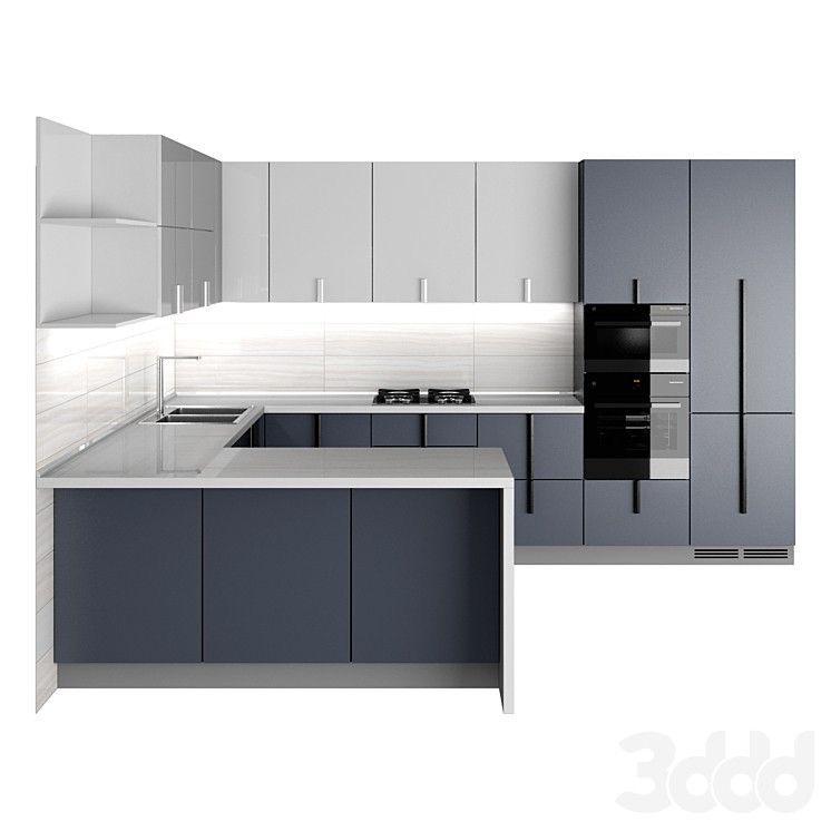 White Gloss & Graphite Modern Kitchen