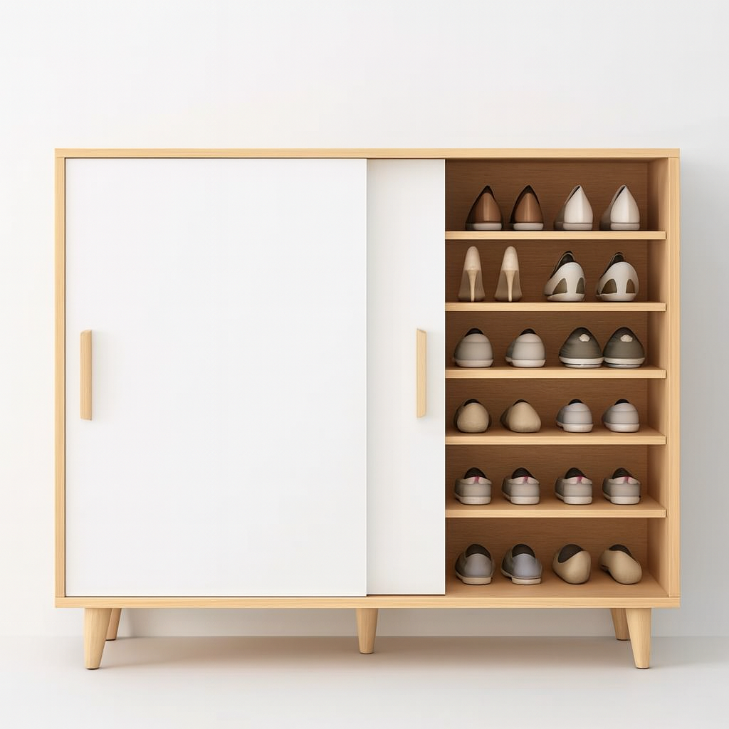 White Sliding Shoe Storage Unit