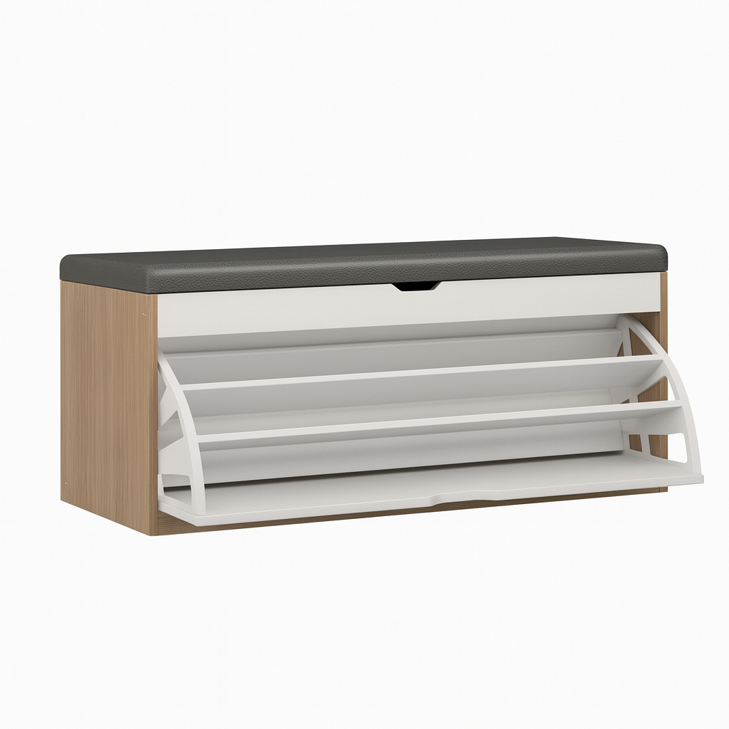 Leather-Top Flip Shoe Storage Unit