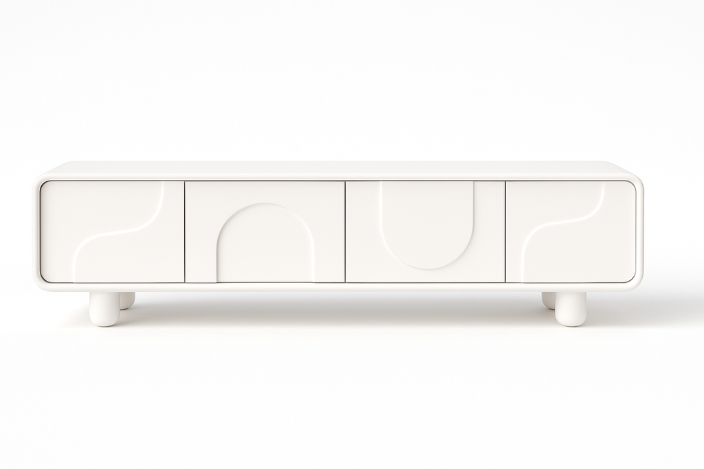 CNC White & Wood TV Unit