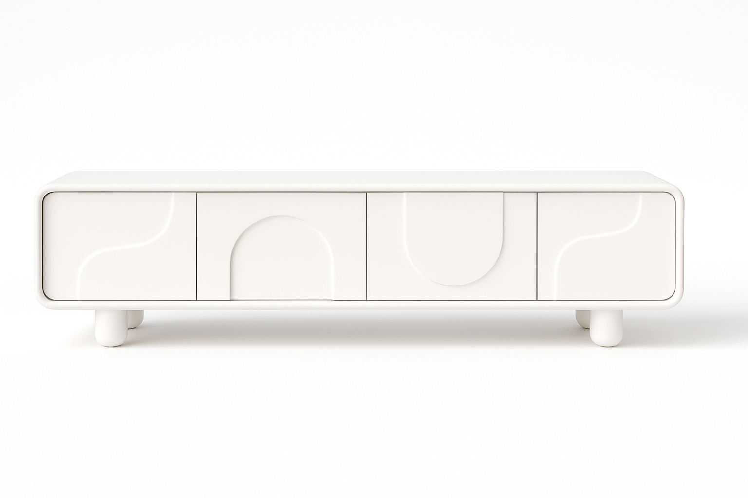 CNC White & Wood TV Unit