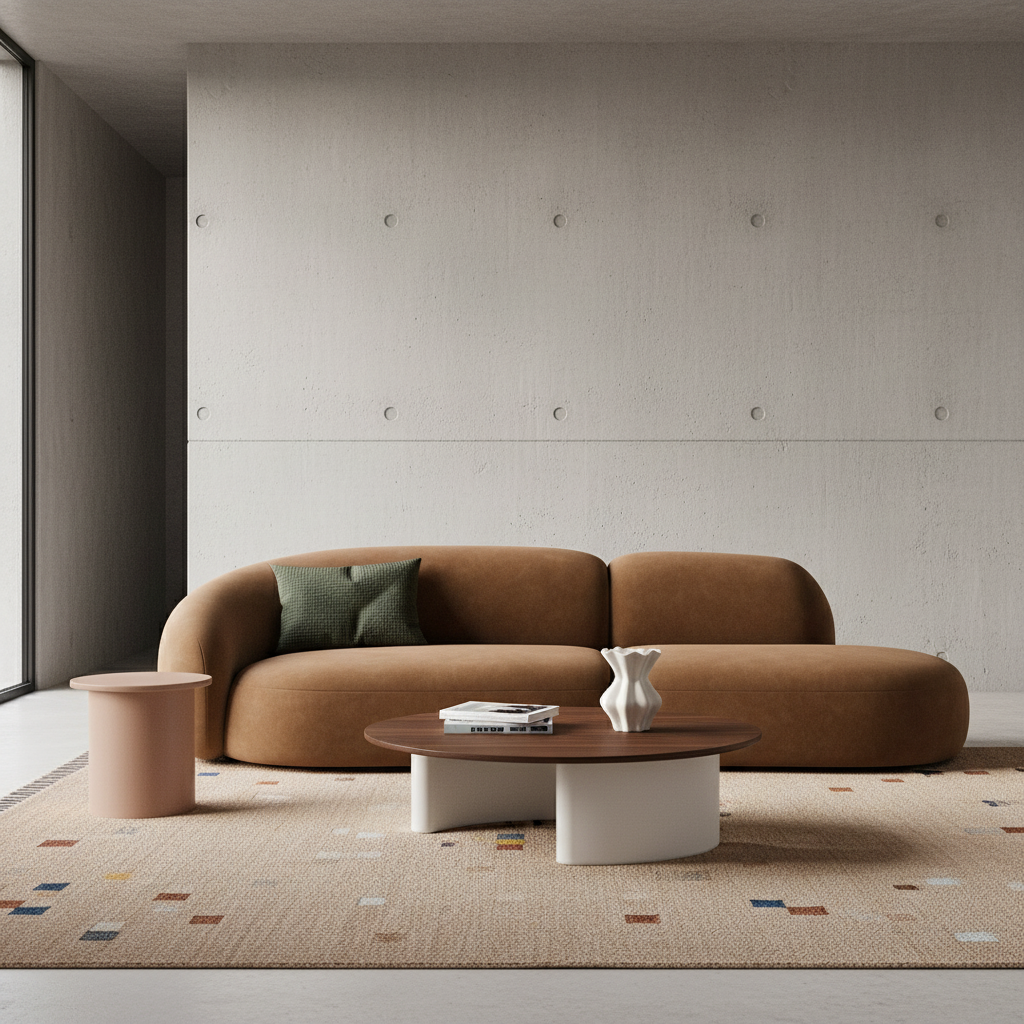 Brown Curve 2-Seater Sofa