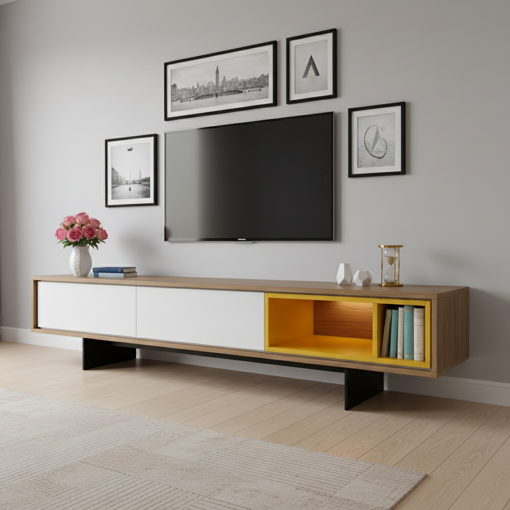 White & Wood Modern Cabinet