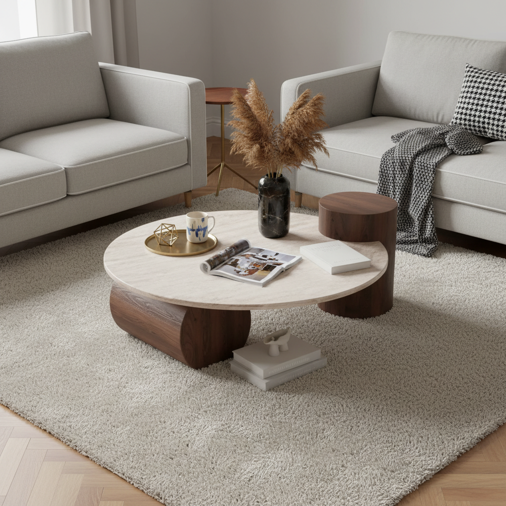 Geometric Marble-Effect Coffee Table