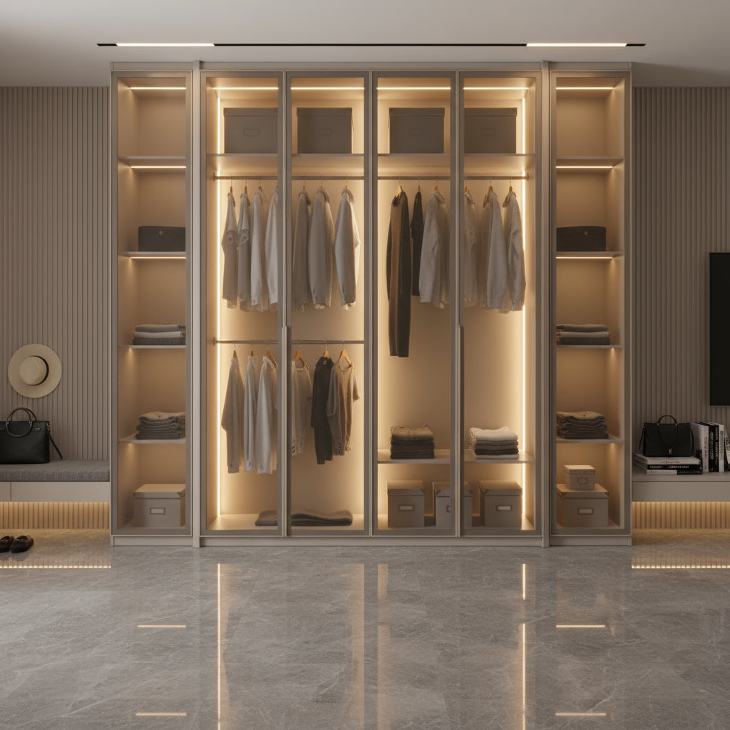 Glossy Beige LED Dressing Unit