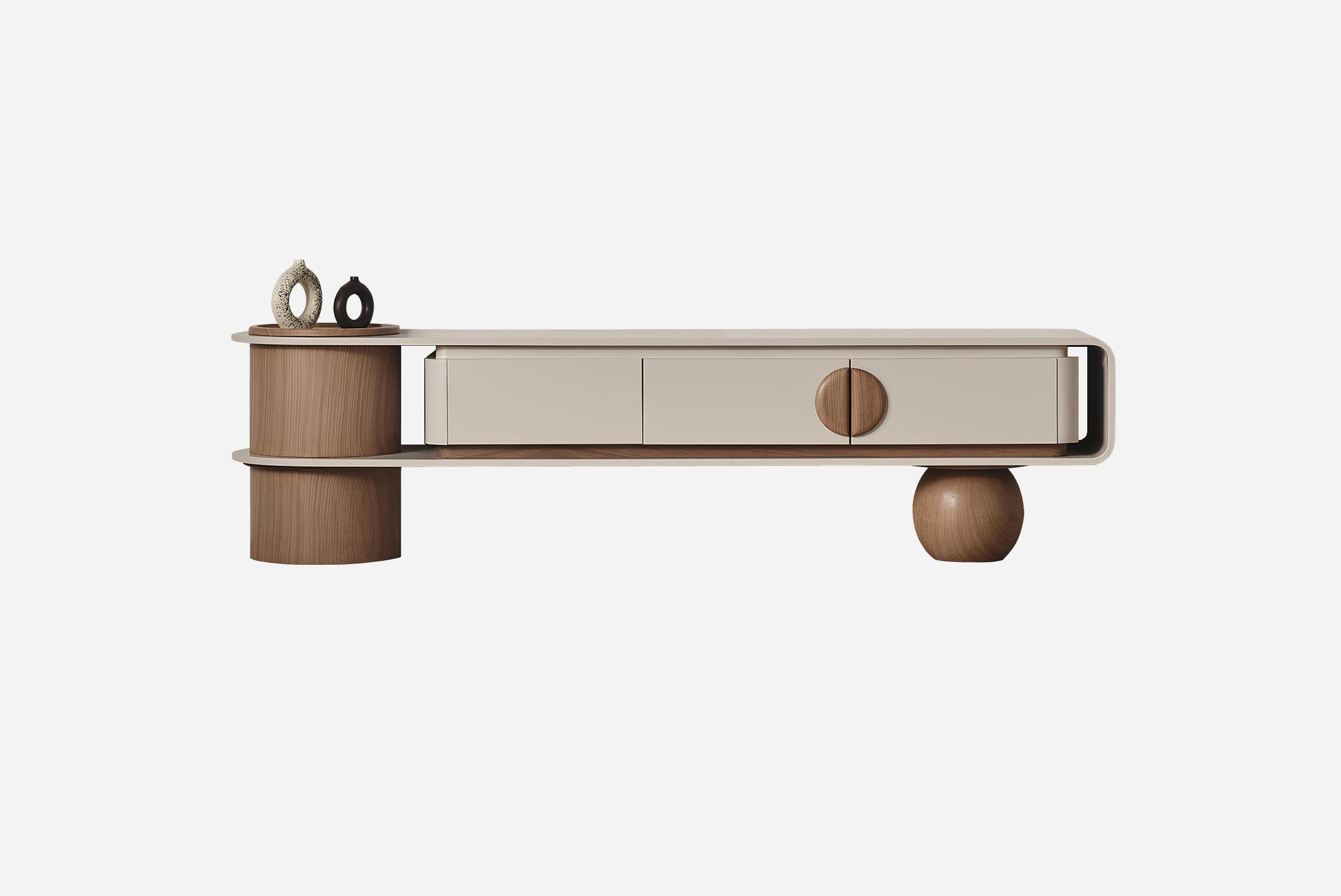 Beige & Wood TV Unit