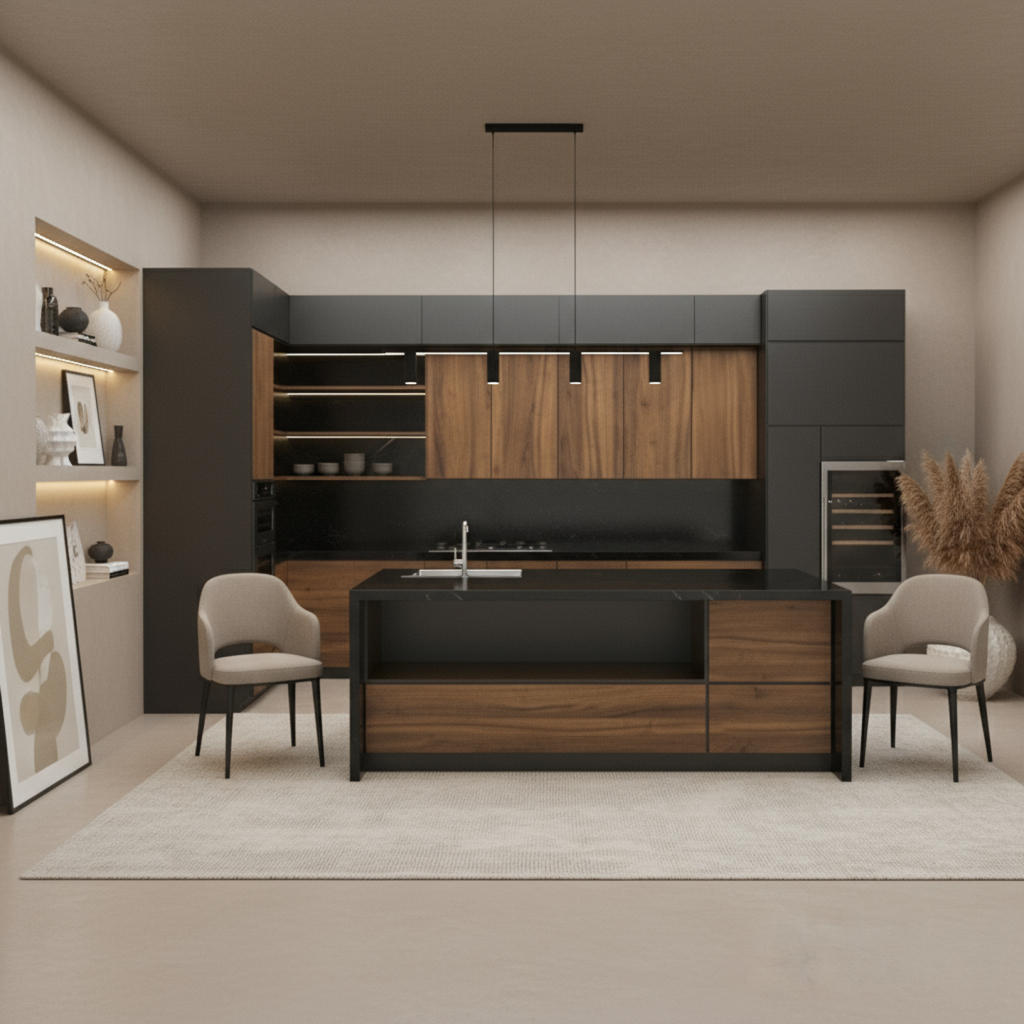 The Modern Wood & Graphite Kitchen